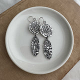 Rose with Flower Leaf Earrings | READY TO SHIP
