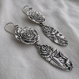 Rose with Flower Leaf Earrings | READY TO SHIP