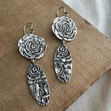 Rose with Flower Leaf Earrings | READY TO SHIP