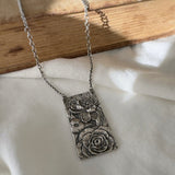 Rose and Peony Tablet Necklace | READY TO SHIP