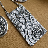 Rose and Peony Tablet Necklace | READY TO SHIP