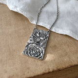 Rose and Peony Tablet Necklace | READY TO SHIP