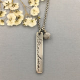 Personalized Handwriting Necklace, Authentic Love with Rough Diamond Bead