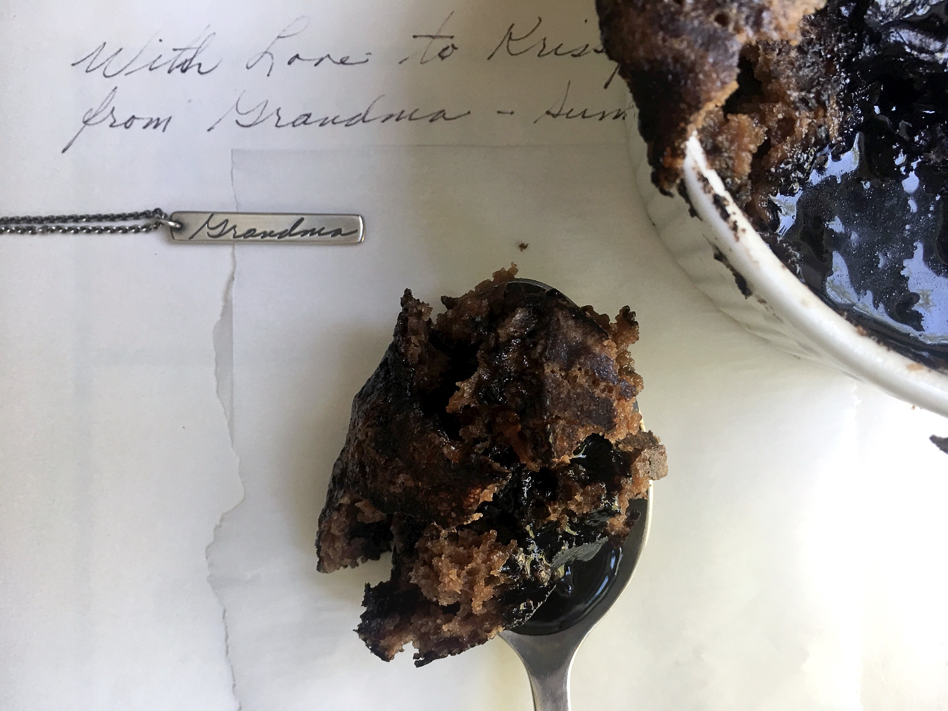 Chocolate Pudding Cake and Grandma's Handwriting