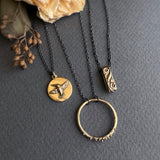 Pollen Ring Necklace, 14k Gold Charm |  READY TO SHIP