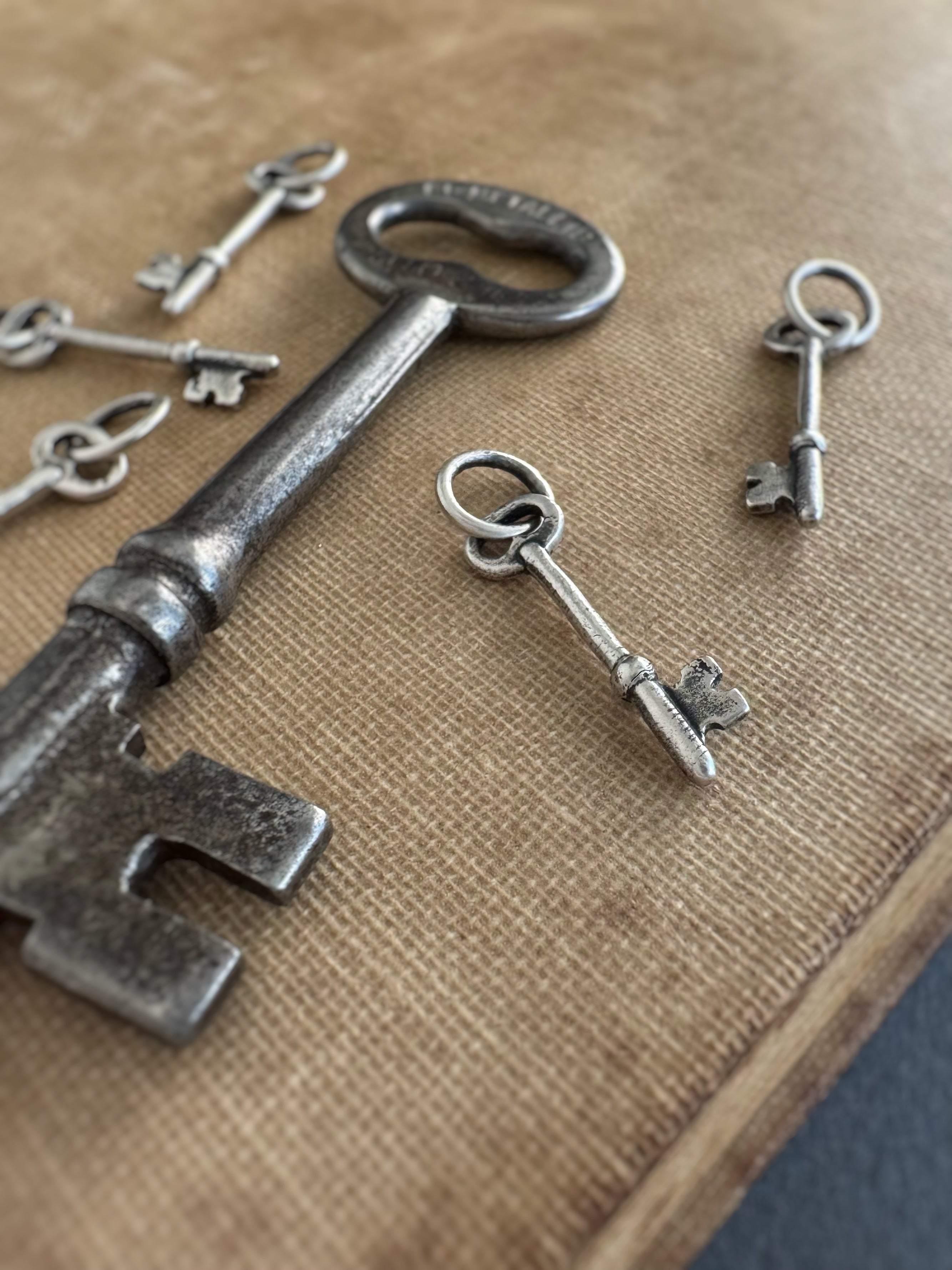 Vintage-style keys on a textured surface