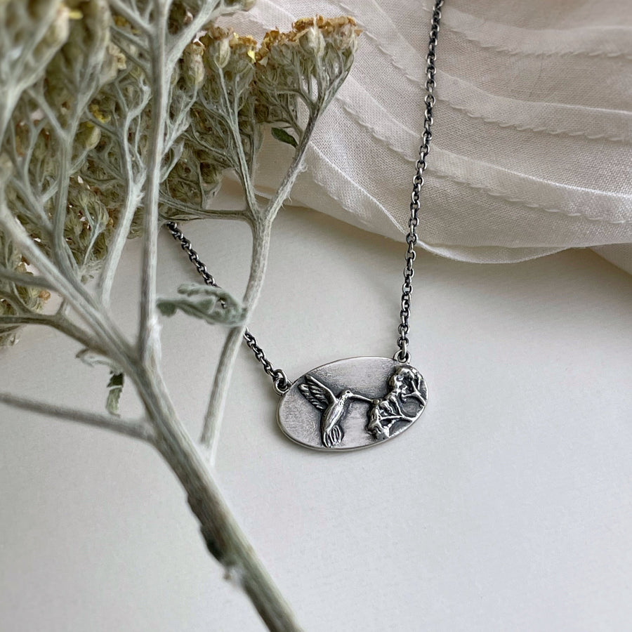 Hummingbird and Yarrow Necklace