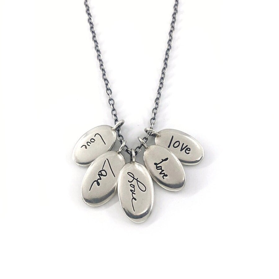Personalized Multi Charm Handwriting Necklace, Tender Love